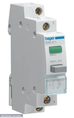 Hager Kiptryk, 16A, 1 slutte, med 230V LED, grøn