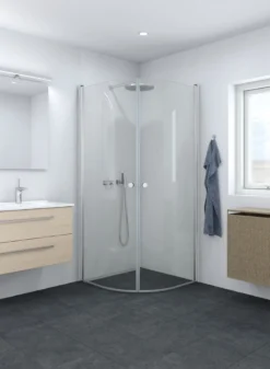 Halvrund svingdør 89-91 CM klart glas
