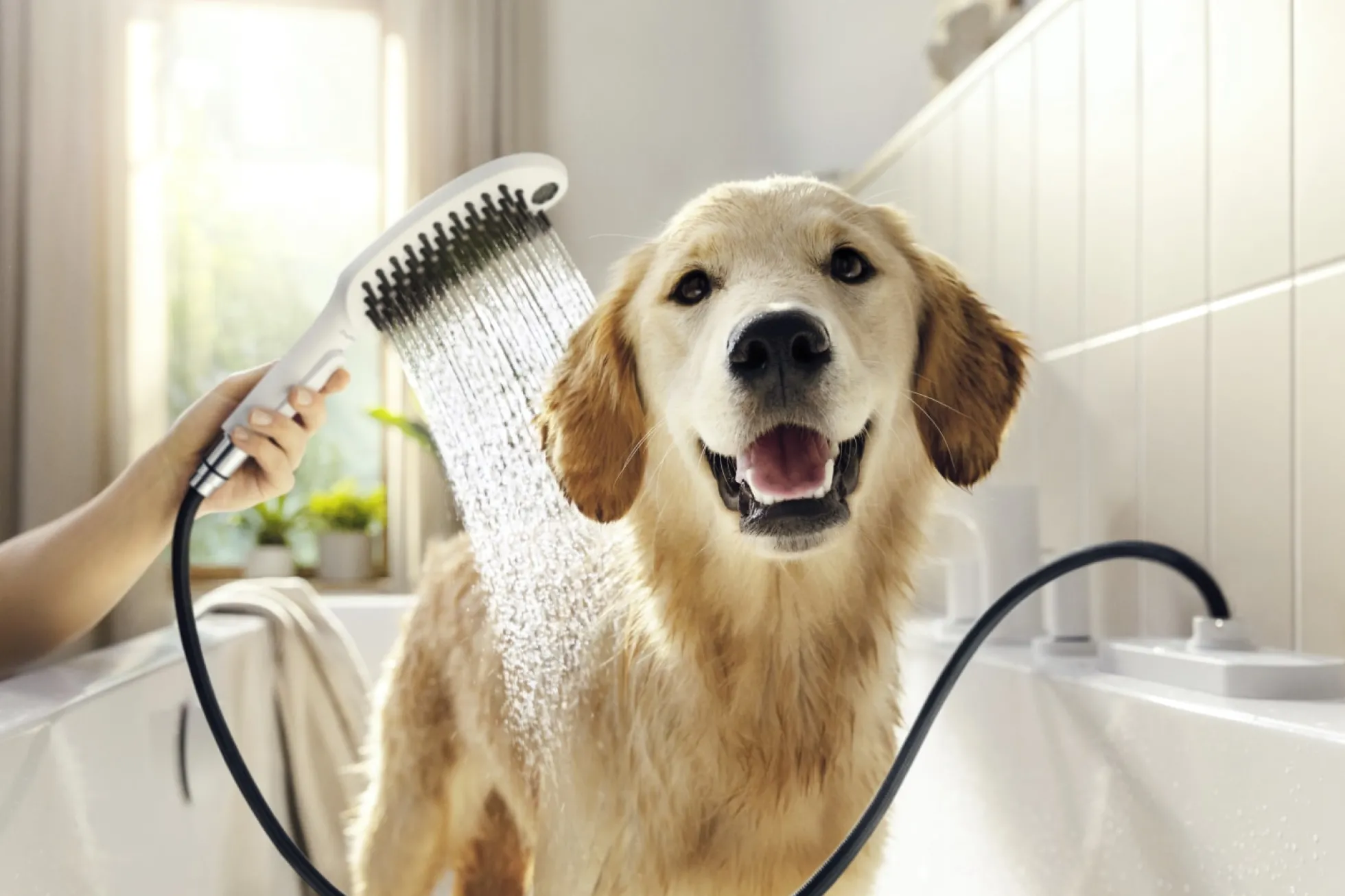 Hansgrohe DogShower håndbruser til hunde, 3 stråletyper, hundebruser
