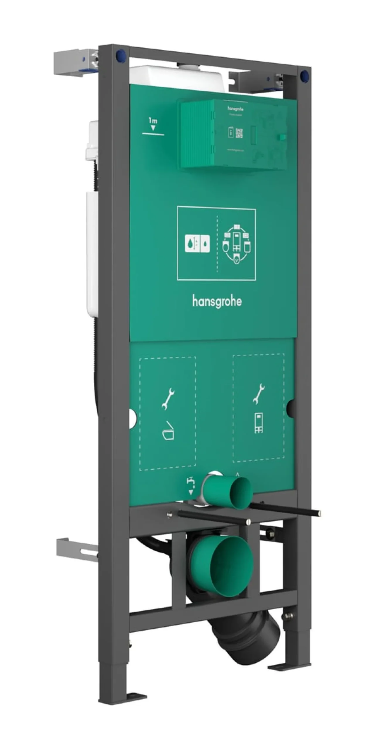 Hansgrohe IFrame indbygningscisterne, 112 cm, til væghængt toilet inkl. vægbeslag