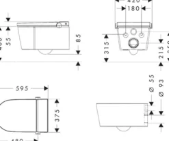 Hansgrohe LavaPura Element S væghængt douchetoilet, komplet sæt, AquaHelix Flush, SmartClean, Hvid