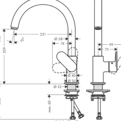 Hansgrohe Vernis Blend M35 køkkenarmatur, C-tud, 1-grebs, - flere farver