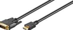 HDMI 19, DVI-D M-M kabel, HDMI Type A, DVI-D 24+1 M-M, opløsning 1920 x 1080p, forgyldte stik