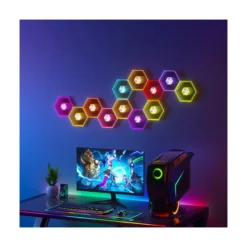 Hexagon Infinity væglys, bordlampe, RGBIC, 5V, gamer vægbelysning