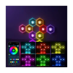 Hexagon Infinity væglys, bordlampe, RGBIC, 5V, gamer vægbelysning