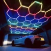 Hexagon LED-lys color, 4 felter, komplet sæt, 70W, RGBIC, inkl. bluetooth controller og strømforsyning