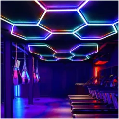 Hexagon LED-lys color, 4 felter, komplet sæt, 70W, RGBIC, inkl. bluetooth controller og strømforsyning
