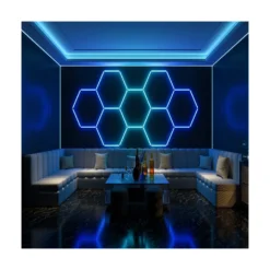Hexagon LED-lys color, 4 felter, komplet sæt, 64W, RGBIC, inkl. bluetooth controller og strømforsyning