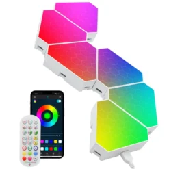 Hexagon tri panels, RGBIC, fjernbetjening, app styring, gamer vægbelysning