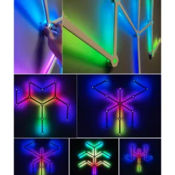 Hexa-Light RGBIC komplet sæt, 6 stk., vægmonteret, Bluetooth app styring, USB