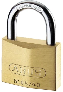 Hængelås Abus 65/40 ka6401, messing, 40mm bredde, 6,5mm bøjletykkelse, 22mm bøjlespændevidde