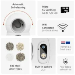Hombli Smart Cat Litter Box, selvrensende kattebakke med kamera