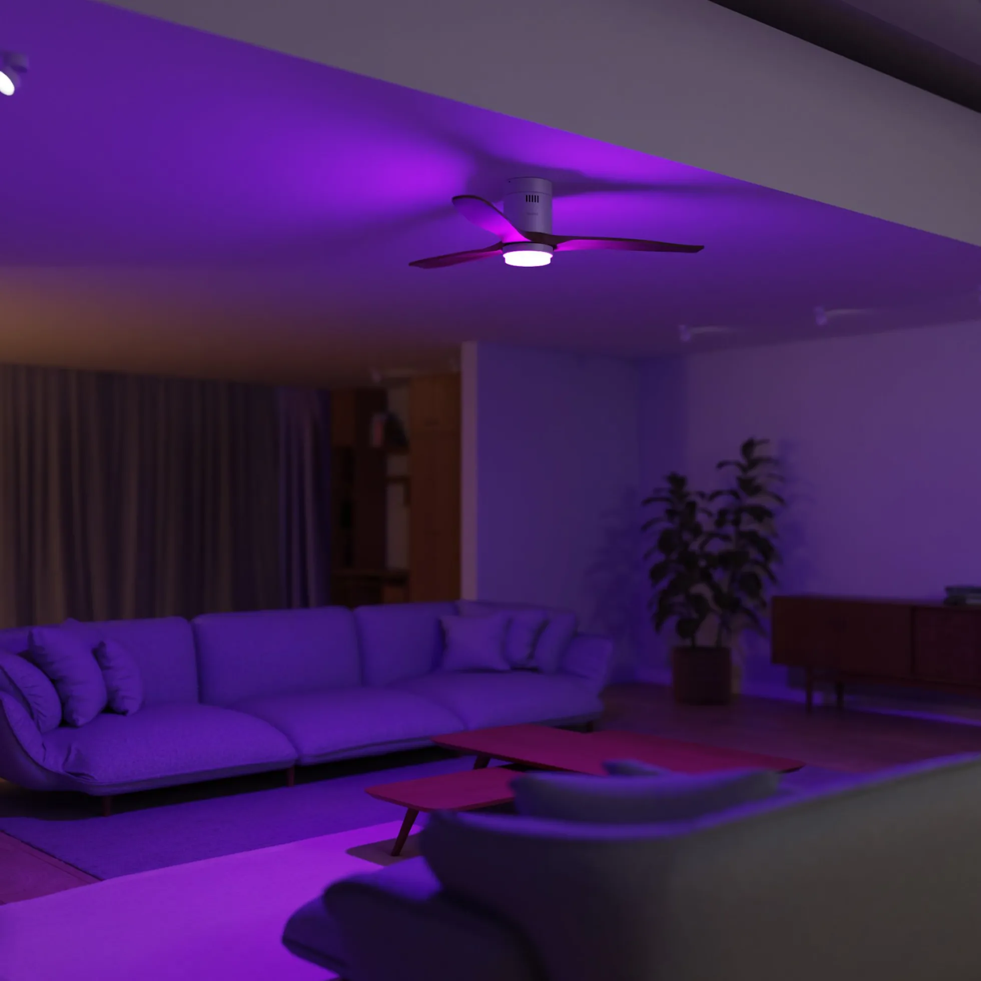 Hombli Smart Loftventilator med LED-lys, Ø132 cm, mulighed for app-styring, fjernbetjening, WiFi, hvid/lyst træ