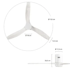 Hombli Smart Loftventilator med LED-lys, Ø132 cm, mulighed for app-styring, fjernbetjening, WiFi, hvid/hvidt træ