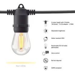 Hombli Smart Outdoor String Light, udendørs lyskæde, 5 meter