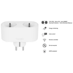Hombli Smart Socket Duo, smart plug med to stik, hvid
