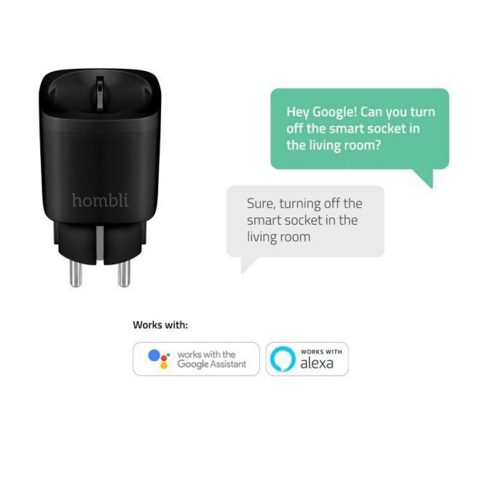 Hombli Smart Socket, smart plug, WiFi, sort - 3 pak