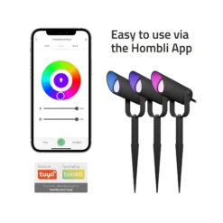 Hombli Smart Spot Light Starter Kit, havespots på spyd, 3 stk