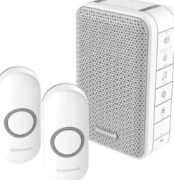 Honeywell – Trådløs dørklokke kit med LED og 2 Ringetryk, 84DB, hvid, 150 meter