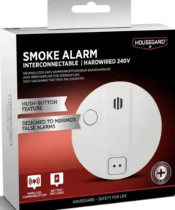 Housegard røgalarm, 230V, med 9V batteri backup