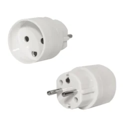 Hybridstikprop, adapter, Schuko/DK jord, hvid