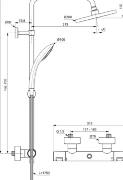 Ideal Standard Idealrain Ceratherm T25 brusesystem