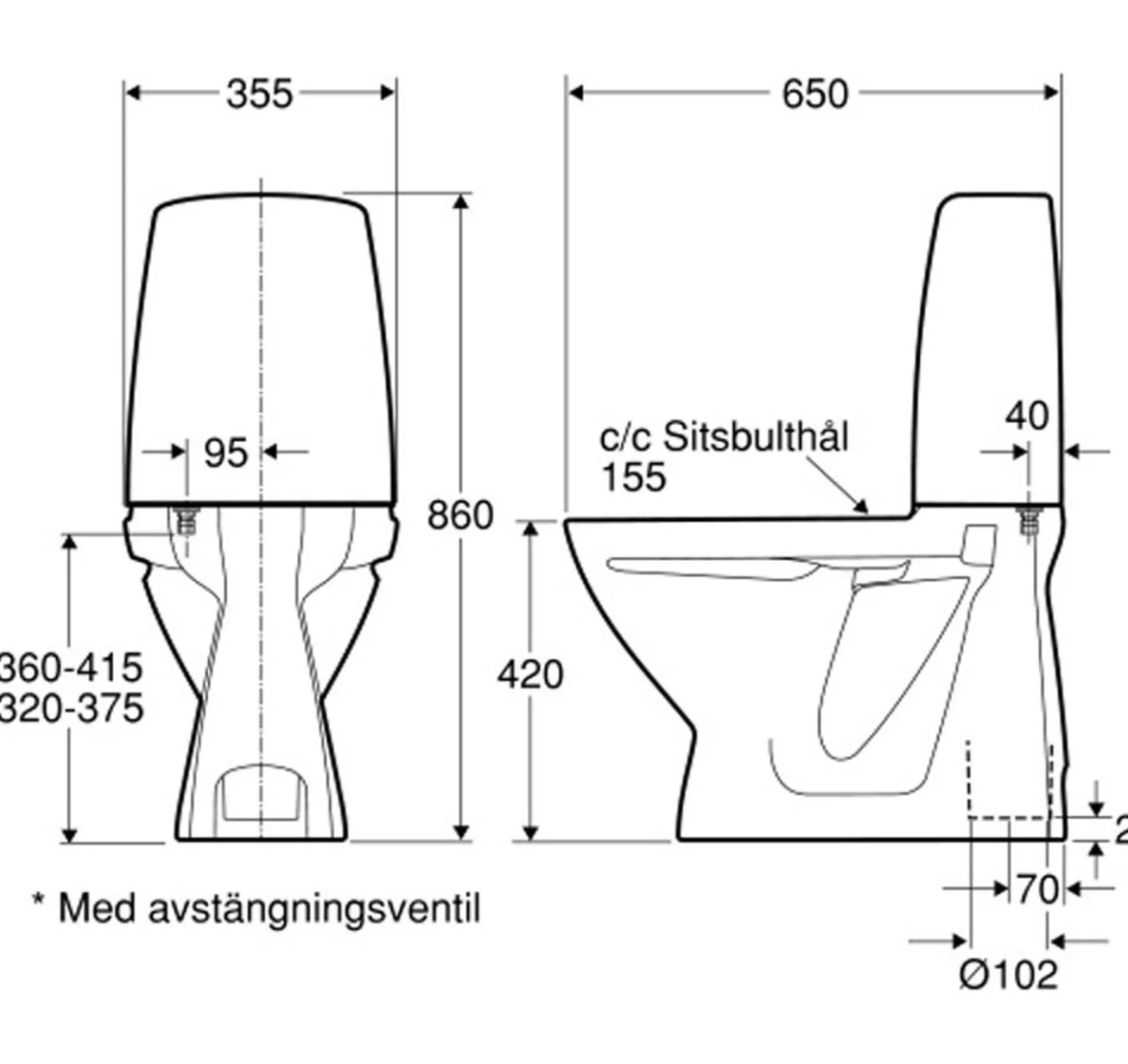 Ifö Sign toilet, gulvstående, standard, skruemontering, ifö Clean