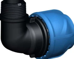 iJOINT plastfitting – Vinkelovergang på 90° med kompressionskobling og nippel