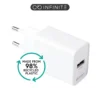 INFINITE (GRS) USB-A oplader EU, 18W, Qualcomm Quick Charge, hvid, 98% genanvendt plast