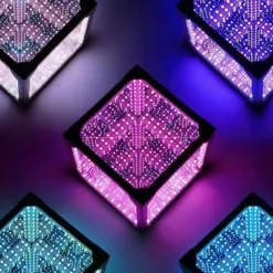 Infinity Cube RGBIC, 3D lys effekt, bordlampe, inkl. fjernbetjening, USB tilslutning
