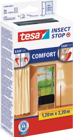 Insektnet Comfort døre, 2,2mx1,2m, sort - Tesa