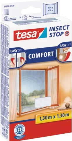 Insektnet Comfort til vinduer, 1,3mx1,3m, hvid - Tesa