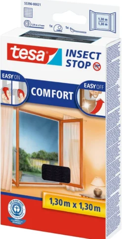 Insektnet Comfort, vinduer, 1,3mx1,3m, sort - Tesa