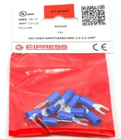 Isoleret gaffelkabelsko A2543G, 1,5-2,5mm², M4, blå - 10 stk./pose