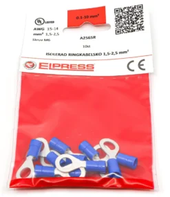 Isoleret ringkabelsko A2565R, 1,5-2,5mm², M6, blå - I poser á 10 stk.