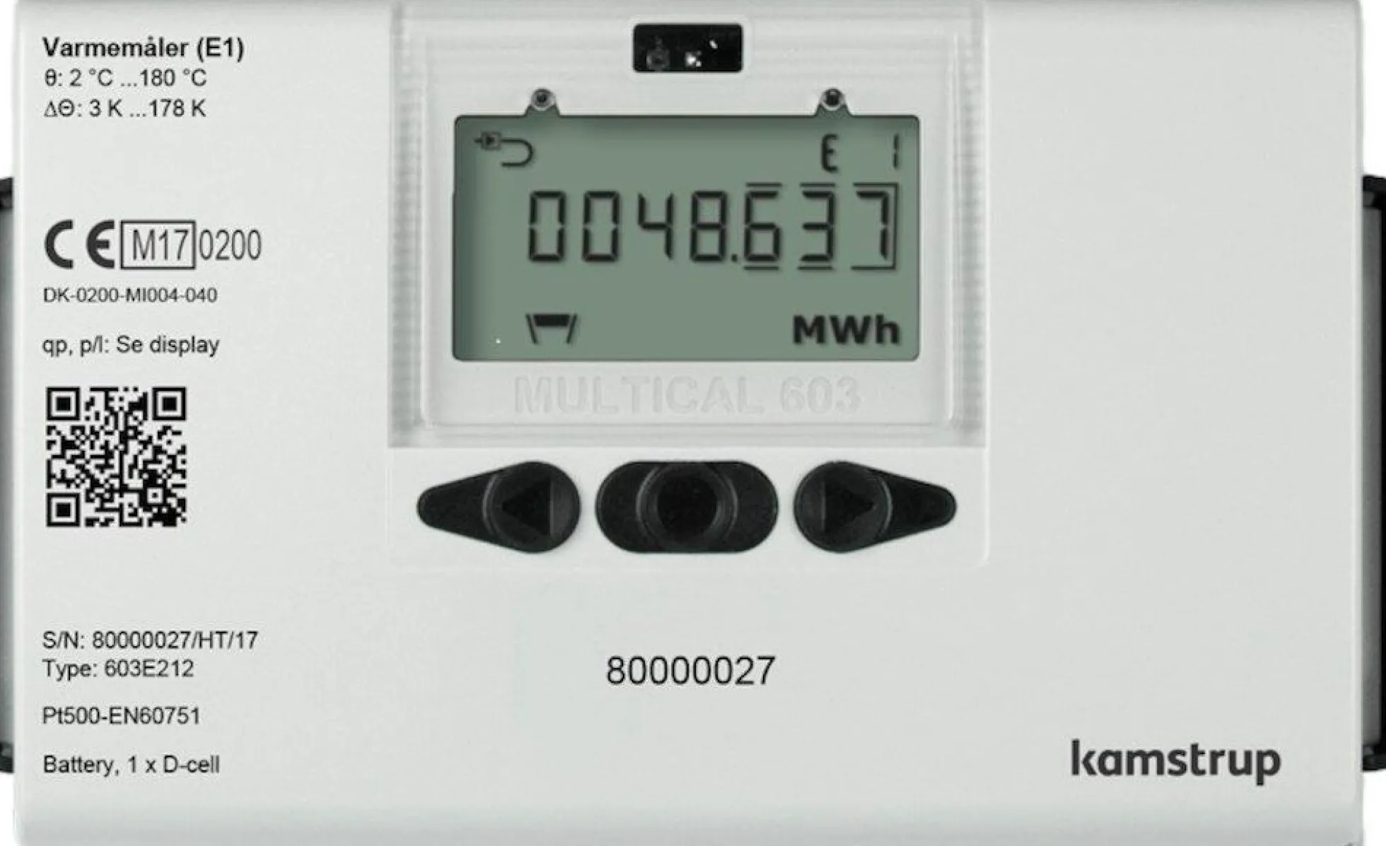 Kamstrup MULTICAL 603 varmemåler, 260 mm, G1.1/4"B (R1"), returløb, 6,0 m3/h