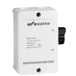 Katko, sikkerhedsafbryder, 25A, 3P, grå/sort, KSM325M1-2xM20P, m/forskruning