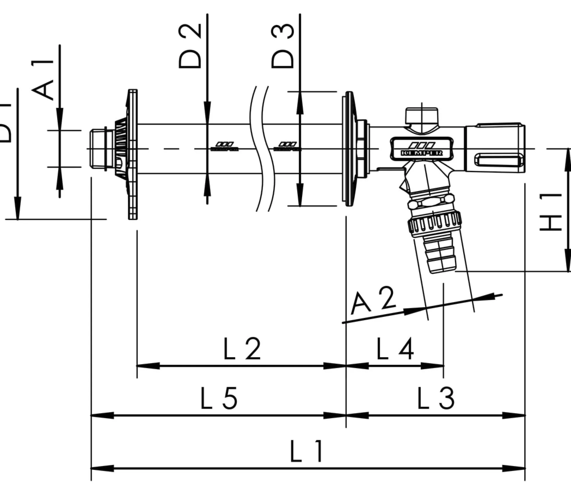 Kemper Frosti Plus udendørshane HD Kategori 3, R 1/2", L=150-415 millimeter