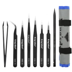 Kingsdun tip set, 8 parts, ESD, tweezers, sort