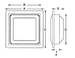 Klapventil 150 x 150 mm, lukket model, hvid, type 111