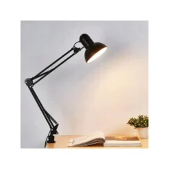 klassisk sort arkitektlampe, inkl. fod og bordklemme, E27 fatning, uden lyskilde