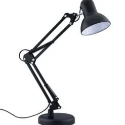 klassisk sort arkitektlampe, inkl. fod og bordklemme, E27 fatning, uden lyskilde