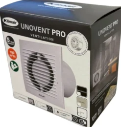 Klimair UNOVENT PRO badventilator, Ø100 mm, fugt og tidstyret, hvid