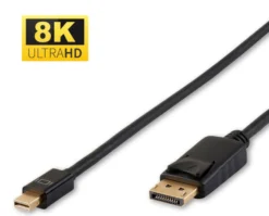 8K Mini Displayport til Displayport kabel, han-han, sort, 8K 60Hz, forgyldte stik