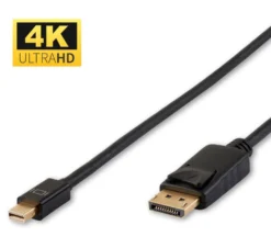 4K mini Displayport til Displayport, 1.2V, sort, guldstik