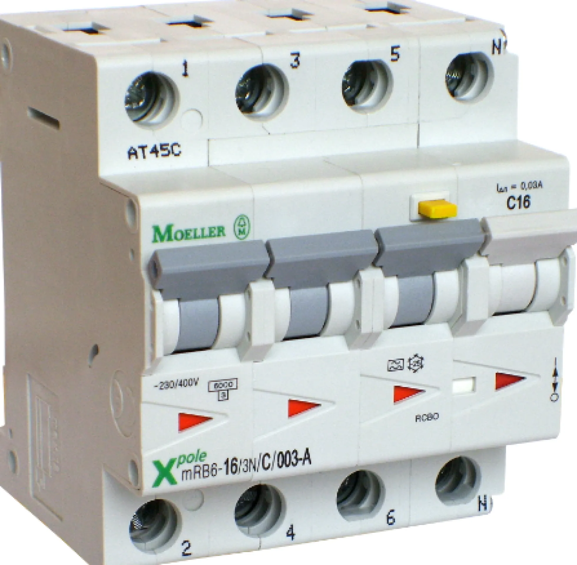 Kombiafbryder 13A 3P+N C 30mA 4M 6KA (HPFI type A))