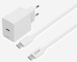 Komplet USB-C vægoplader, 20W vægadapter + 1 meter USB-C kabel, hvid