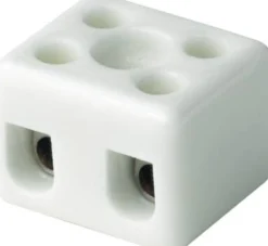 Kronemuffe porcelæn, 2P, 10mm², med montagehul, 20x24x23 mm
