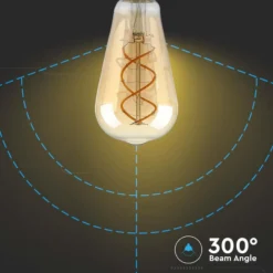 Kultrådspære, ST64, 5W, E27, dæmpbar, 250lm, ravfarvet glas, 1800K
