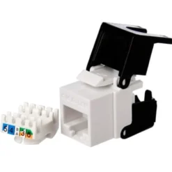 Lan-Com – Keystone RJ45 konnektor, cat 6 UTP, hvid